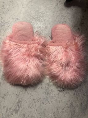 Pink Furry Slippers - Great Condition